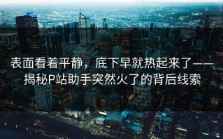 表面看着平静，底下早就热起来了——揭秘P站助手突然火了的背后线索