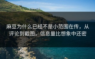 麻豆为什么已经不是小范围在传，从评论到截图，信息量比想象中还密