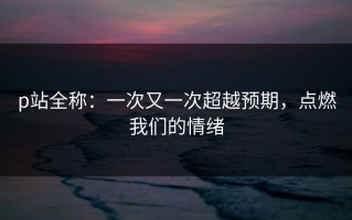 p站全称：一次又一次超越预期，点燃我们的情绪