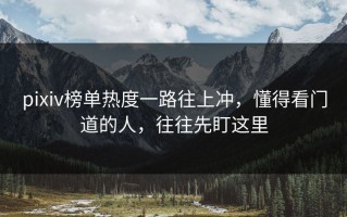 pixiv榜单热度一路往上冲，懂得看门道的人，往往先盯这里