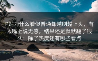 P站为什么看似普通却越刷越上头，有人嘴上说无感，结果还是默默翻了很久：除了热度还有哪些看点