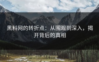 黑料网的转折点：从围观到深入，揭开背后的真相