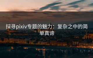 探寻pixiv专题的魅力：复杂之中的简单真谛