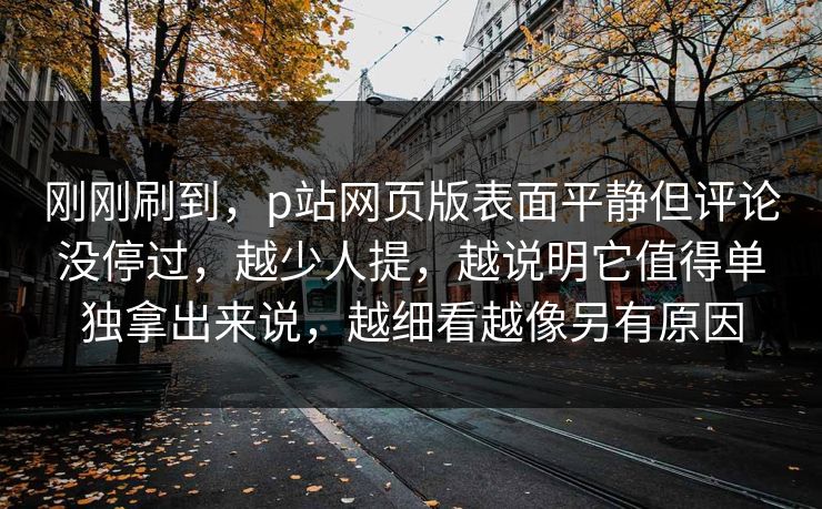 刚刚刷到，p站网页版表面平静但评论没停过，越少人提，越说明它值得单独拿出来说，越细看越像另有原因