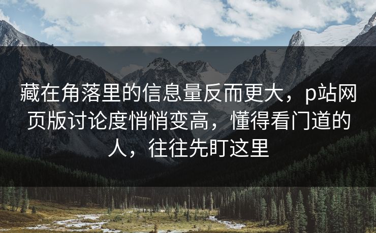 藏在角落里的信息量反而更大，p站网页版讨论度悄悄变高，懂得看门道的人，往往先盯这里-第1张图片-p站网页版影视网 - p站内容页